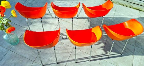 Image 1 of Set of 6 vintage Sintesi Orbit Large chairs – iconic Italian design
