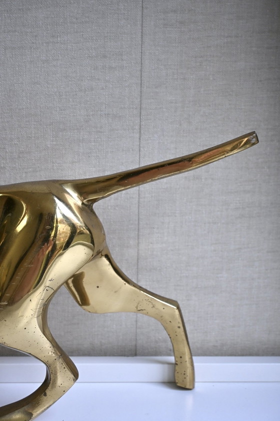 Image 1 of Hollywood Regency XL vintage brass dog statue