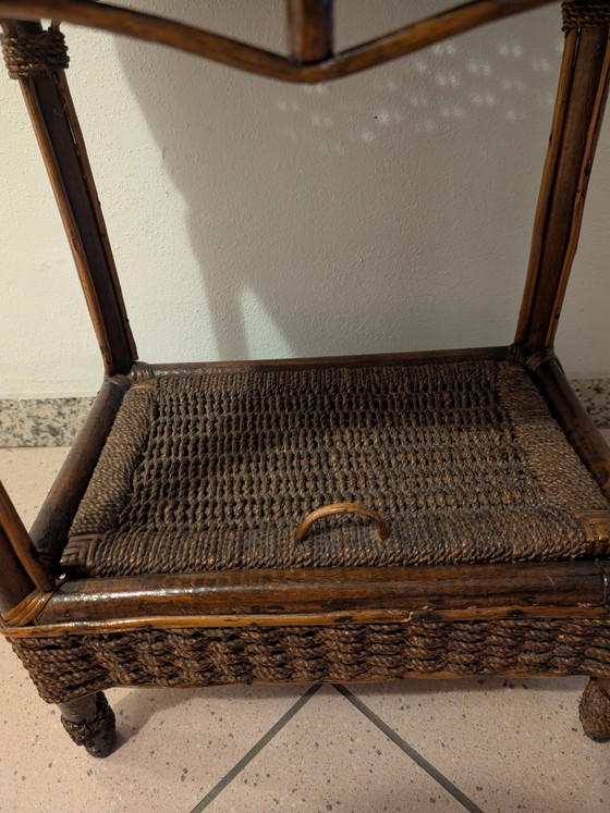 Image 1 of Vintage Bamboo and Woven Wicker Cabinet – 1960s/70s Boho Chic