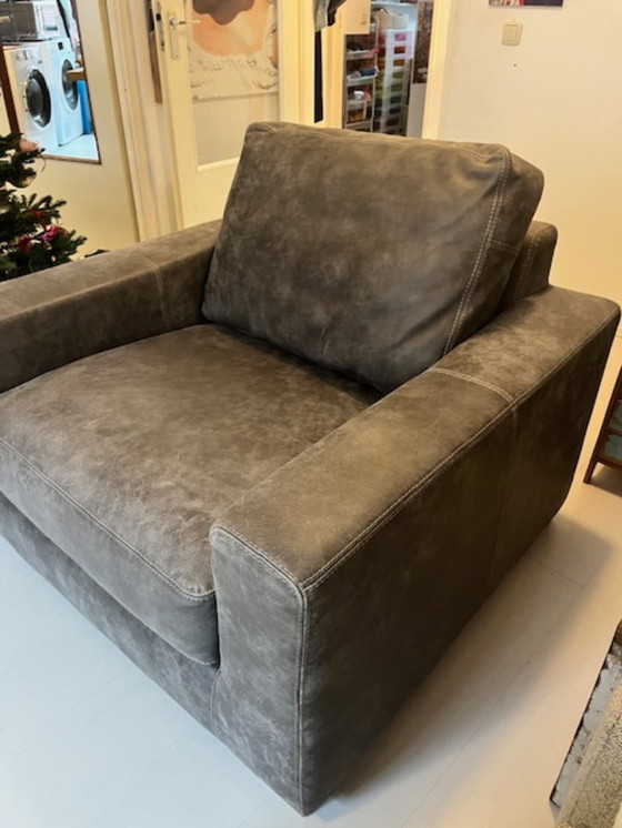 Image 1 of Sillón Loveseat Sillón Sofá Cuero Gris Materias Primas