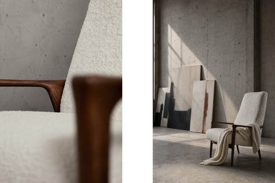 Image 1 of Poltrona Mid-Century vintage moderna in teak bianca, scandinava di Bröderna Andersson, anni '60