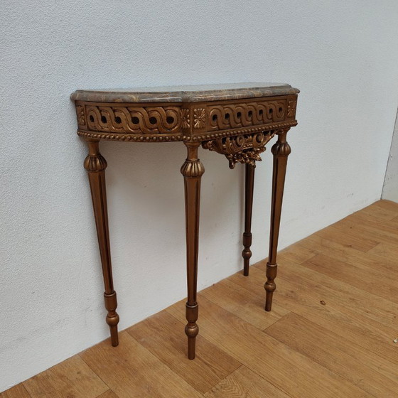 Image 1 of Console table wall console side table marble top and mirror