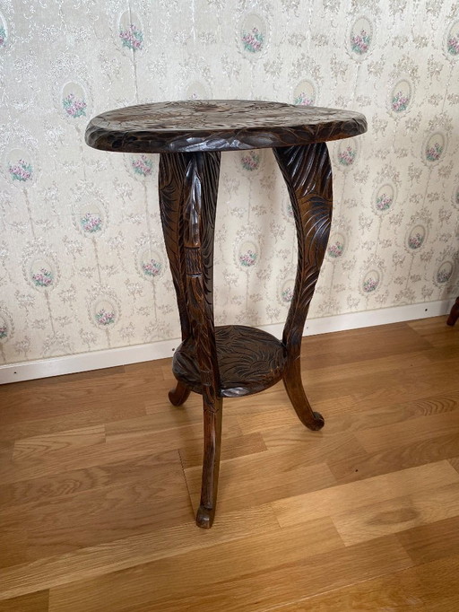 Unique hand-carved wooden plant or side table Bali style
