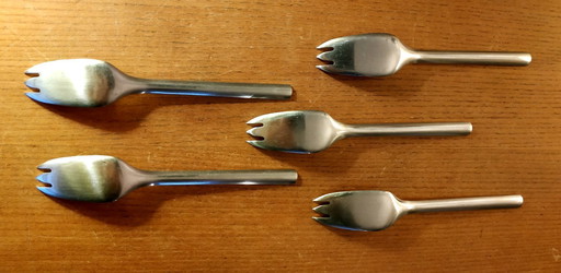 Georg Jensen 1955 6 couverts door Magnus Stephensen Model Tuja Tanaquil