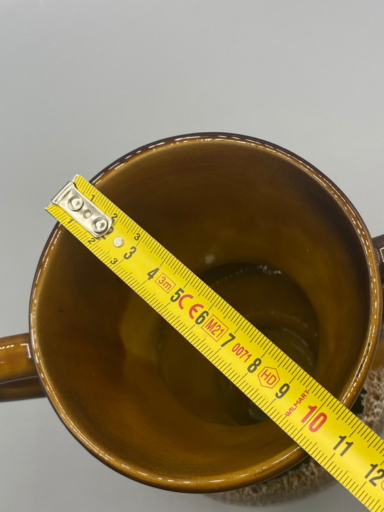 Vase Sarreguemines, décor hawaïen, peint à la main, 2 anses, émail brun flammé – Vaisselle, Ceramic, 1970 (photo 6 of 7)