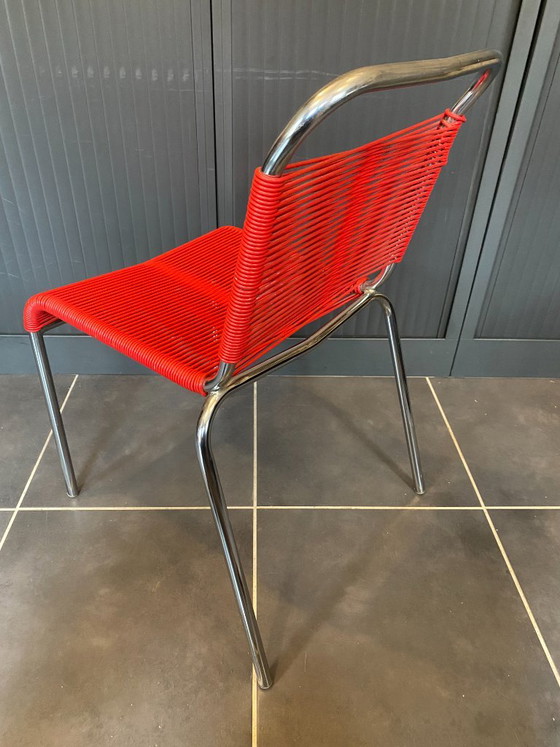 Vintage 1960 red chrome scoubidou or spaghetti chair – Dining chairs, Plastic (photo 3 of 20)