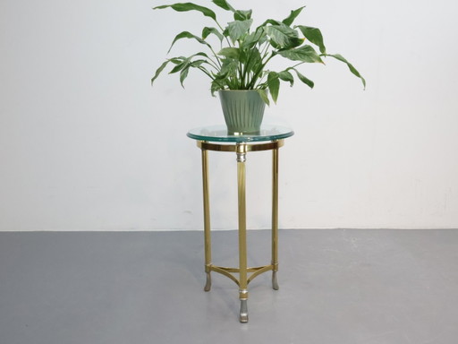 Vintage bijzettafel / messing glas / goud / Holywood regency