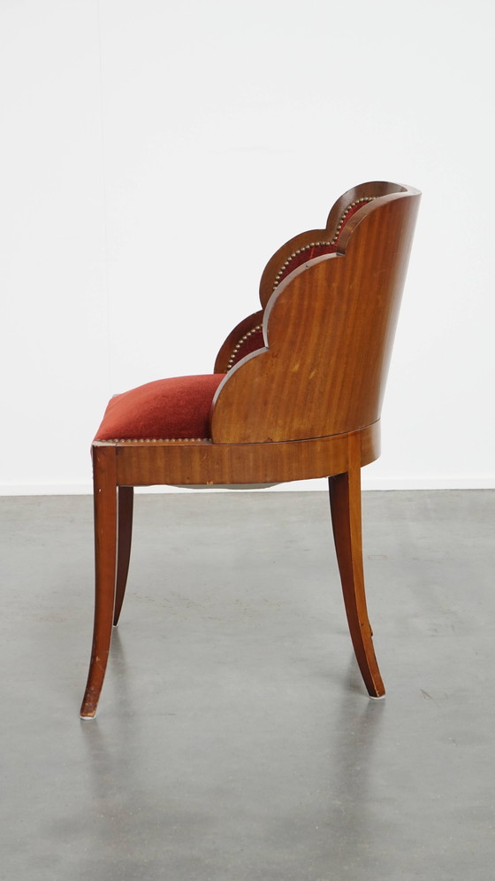 Image 1 of Art Deco Dining/Side Chair mit roter Polsterung