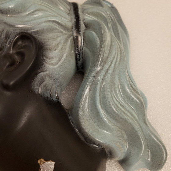 Image 1 of Head, bust, female profile in glazed ceramic from Cortendorf, West Germany, 1950-60