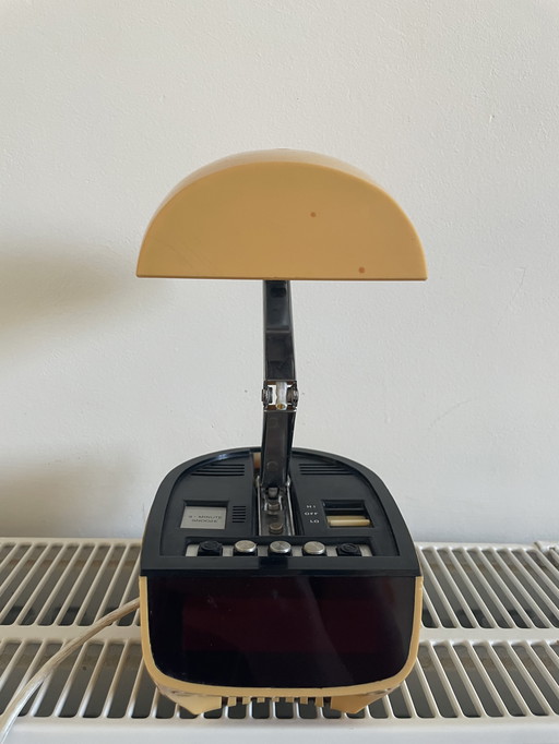 Timco table lamp with LED alarm clock 1970s Space Age retro Hong Kong. Telescopic capsule. rare.