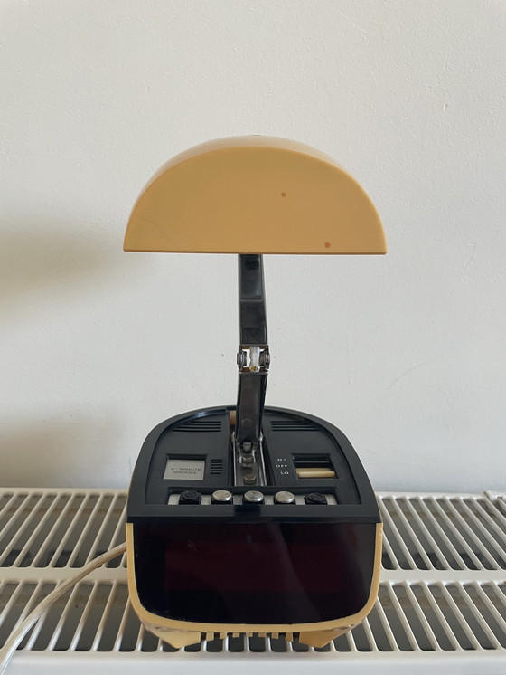 Image 1 of Timco Tischlampe mit LED-Wecker 1970er Space Age retro Hong Kong. Teleskopische Kapsel. selten.
