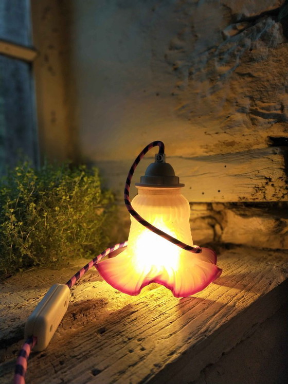 Image 1 of Lampe Tulipe Rose & Violette – Luminaire de Caractère