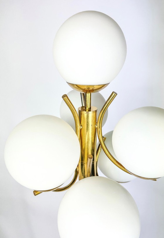 Lampadaire Sputnik vintage Richard Essig, Verre, Métal, Doré (photo 12 sur 16)