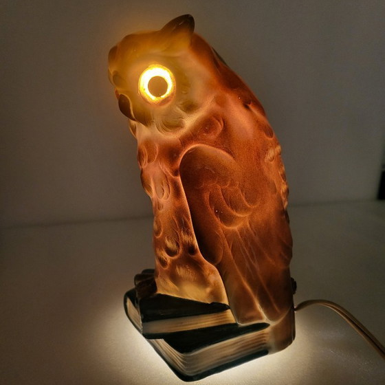 Image 1 of Lampada/luce notturna vintage a forma di gufo in ceramica, anni '50-'60, Germania