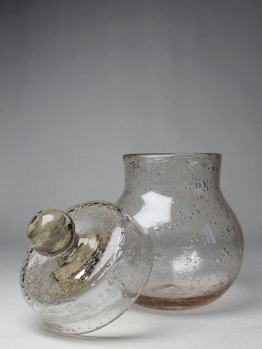 Vintage Bubbelglas Pot Verrerie De Biot