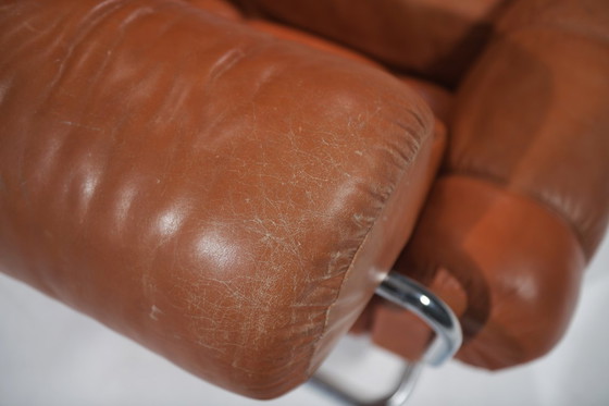 Image 1 of Tucroma Lounge-Sessel aus cognacfarbenem Leder von Guido Faleschini für i4 Mariani