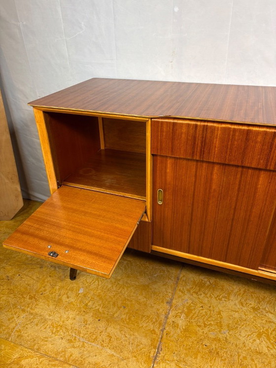 Image 1 of Mid-Century Retro Vintage Teak Cocktail Credenza / Sideboard by Beautility 1950  Elegant Cocktail Cabinet • Exceptional Teak Gra