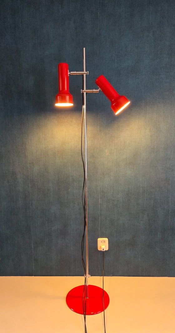 Vintage Floor Lamp - Gepo 300 | 2 Spotlights | Red - 1970s – Floor lights, Metal (photo 6 of 16)
