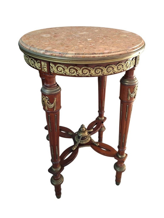 Image 1 of Neoclassical Guéridon in Mahogany and Red Marble, Late 19th Century
