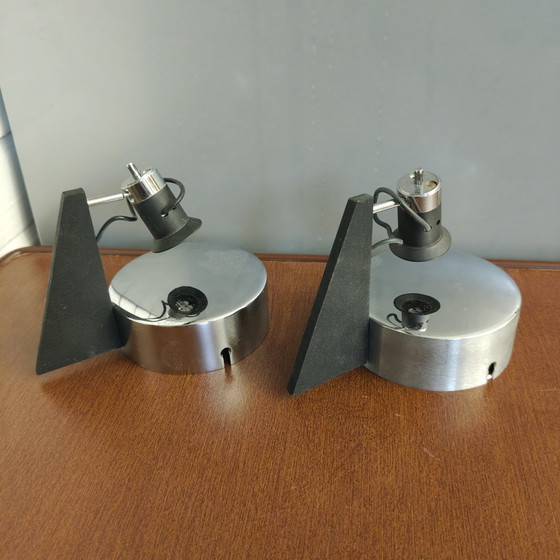 Pair of Lucien Gau LG Paris 23651 Spotlights – French Postmodern Design c. 1990 – Wall lights, Chrome (photo 15 of 15)