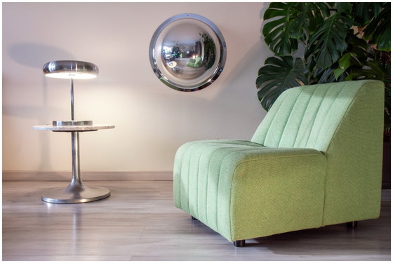 Image 1 of Chaise longue, década de 1980, tejido de lana verde claro.