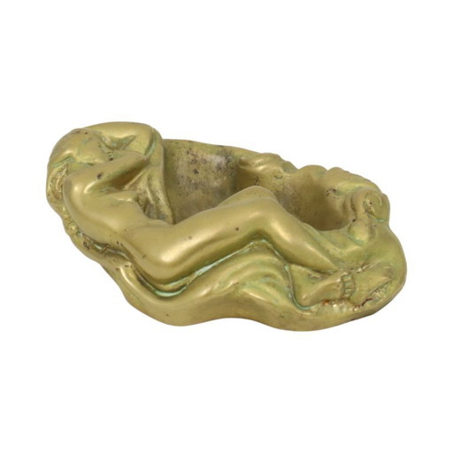 Vintage Brass Ashtray Female Nude