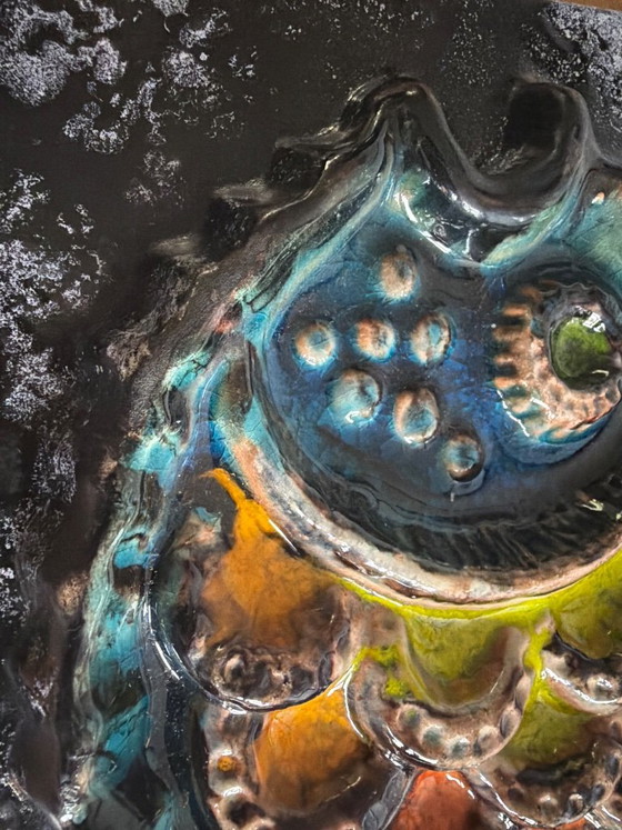 Due decorazioni murali in ceramica, farfalla e pesce, Caraten Tönnieshof, West Germany, Metallo, Arancione (foto 6 di 8)