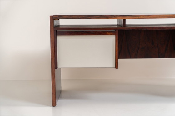 Rare double-sided “Vario” desk by Werner Wölfer for V-Form (Belgium, 1960s)., V Form, Wood, Brown, Vintage (photo 13 of 24)