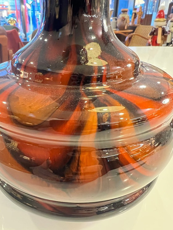 Image 1 of Raro vaso vintage in vetro opalino dall'Italia | Arancione-marrone | Anni '70 | Grande vaso della metà del secolo scorso