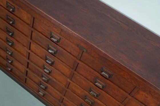 Image 1 of Large Dutch oak apothecary/filing cabinet or dresser, 1930s