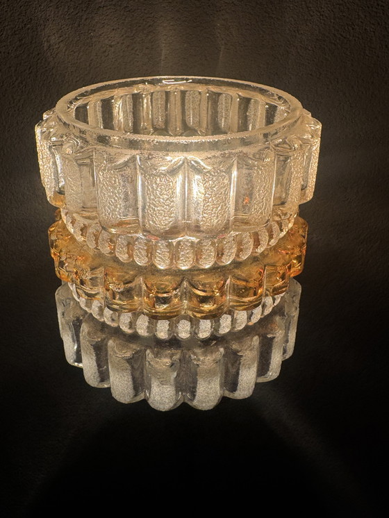Image 1 of Vintage wall lamp with glass and wood