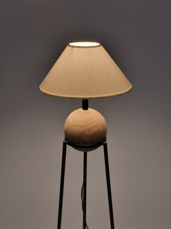 Vintage postmoderne minimalistische vloerlamp van hout en metaal – Vloerlampen, Metal, Wood (photo 8 of 10)
