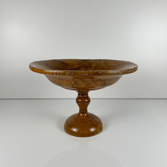 Tazza - Coupe À Fruit Sur Pied Monoxyle En Bois D'Olivier, 1950-60 – Bols, Wood, Vintage (photo 3 of 9)