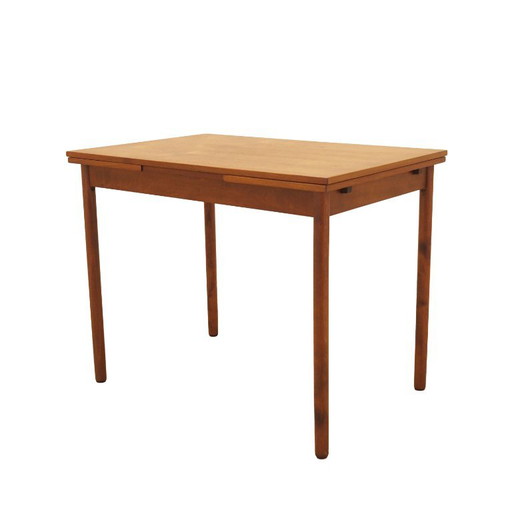 Table à manger extensible danoise en teck sur pieds en bois massif, années 1970