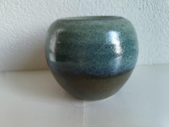 Vaso di design vintage Gubbels Helden (blu-verde, ceramica), Vasi (foto 2 di 5)