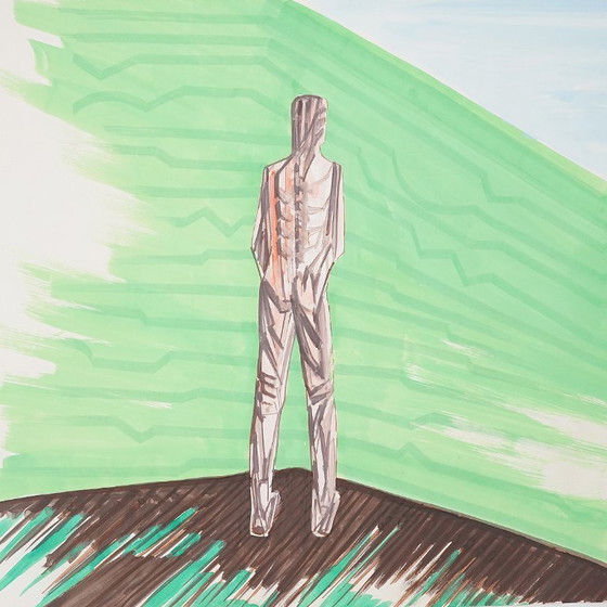 Image 1 of Mario Rossello, technique mixte sur papier, années 1970