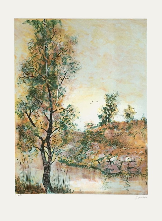 Image 1 of Antonio Rivera Großer grüner Baum Signierte Lithografie 1990