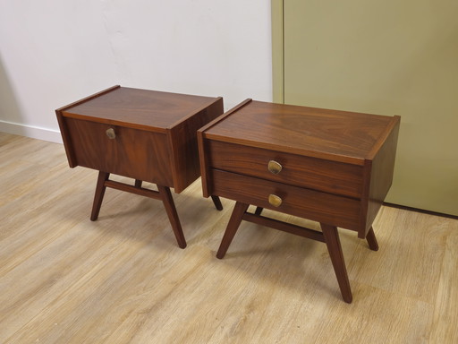 Meuble de chevet vintage en placage de teck Meubles de chevet