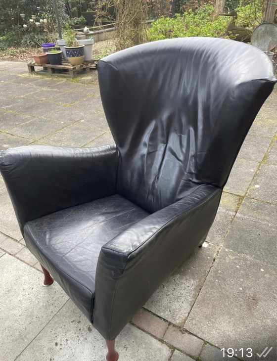 Montis Castor Sessel, Leder, Holz, Schwarz (Foto 2 von 5)