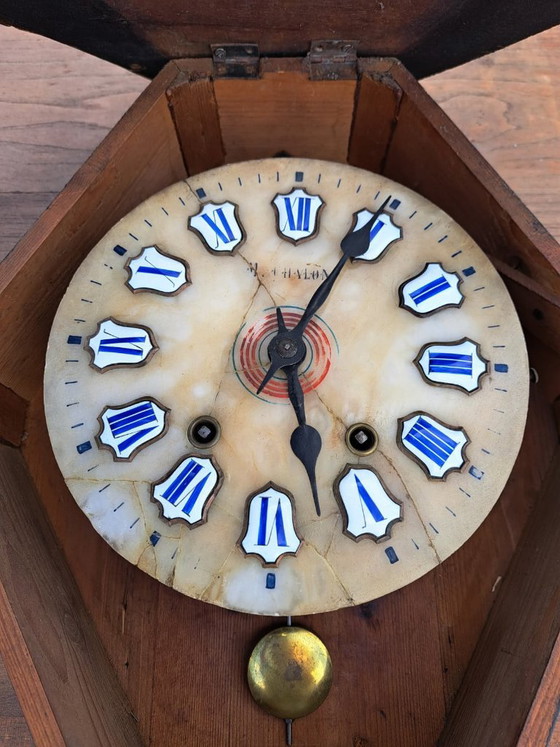 Reloj de pared francés antiguo, Oeil de Boeuf con incrustaciones de nácar – Relojes, Metal, Wood (photo 5 of 6)