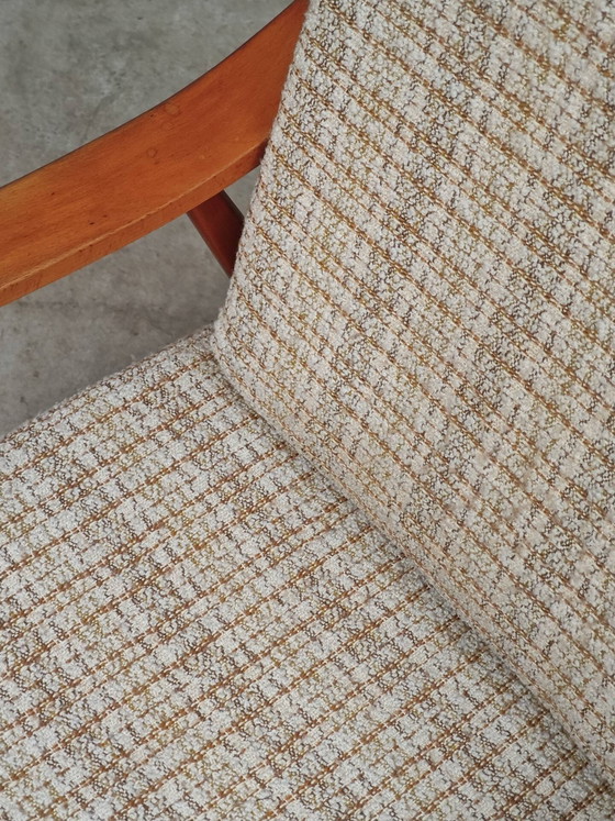 Paar Boomerang-Stil Sessel aus ecru-beigem Stoff, 1960er Jahre. – Wood, Scandinavian (photo 9 of 20)