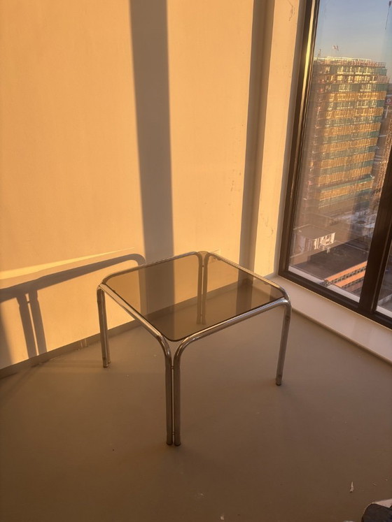 Image 1 of Modern Table Lamp with Fabric Shade and Chrome Base