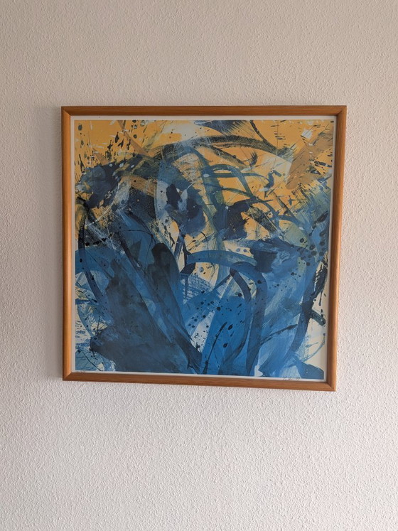 Grande lithographie/œuvre graphique abstraite en couleurs de Susanne Hauenstein (1999), signée à la main et (photo 4 of 5)