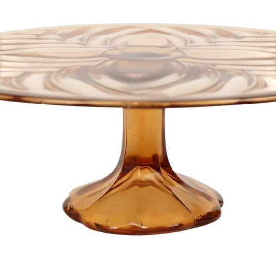 Image 1 of Amber Art Deco Cake Plate Pastry Dish