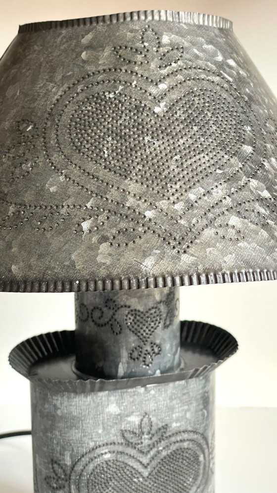 Image 1 of Vintage Zinc Heart Lamp