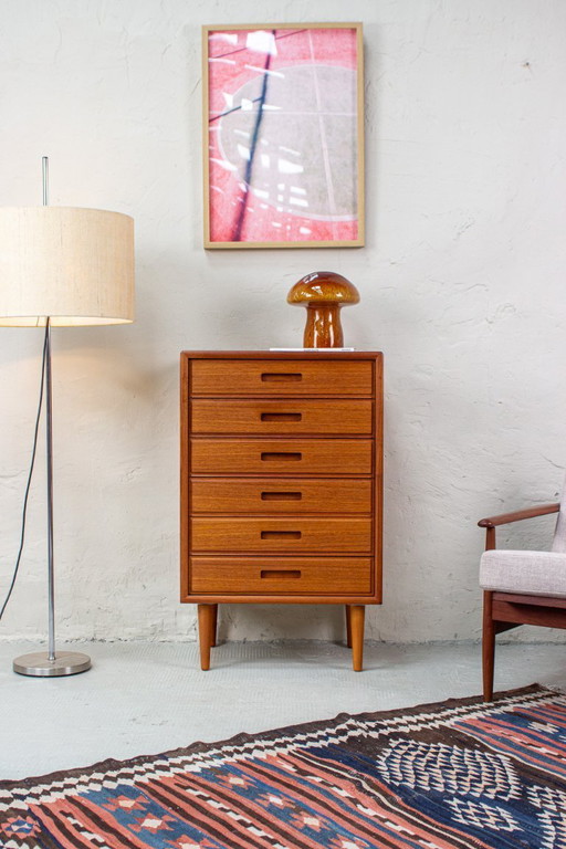 Vintage teak chest of drawers, sideboard, highboard, Danish style, 1960s