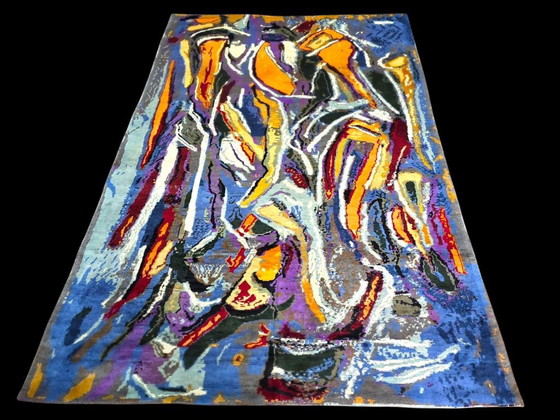 Handgeknüpfter Wollteppich – Inspiriert von der abstrakten Kunst von André Lanskoy, violette Steine, 300 x (photo 5 of 9)