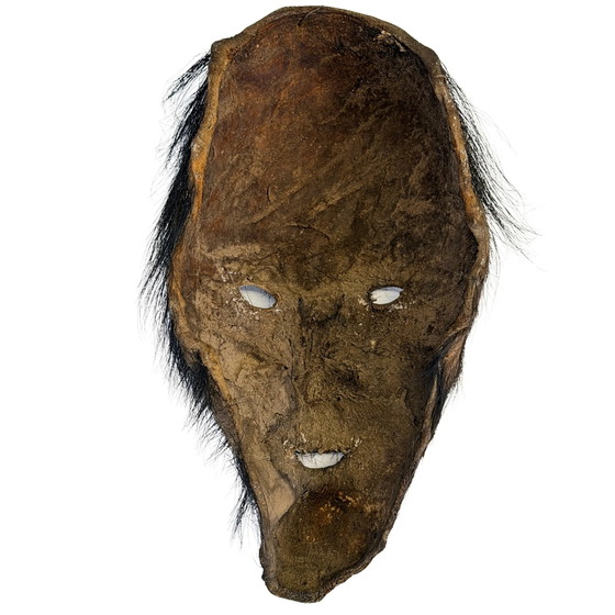 Máscara de Chamán de Cuero de Yak Nepalés – Gurung/Magar – Mediados del Siglo XX – Esculturas (photo 4 of 8)