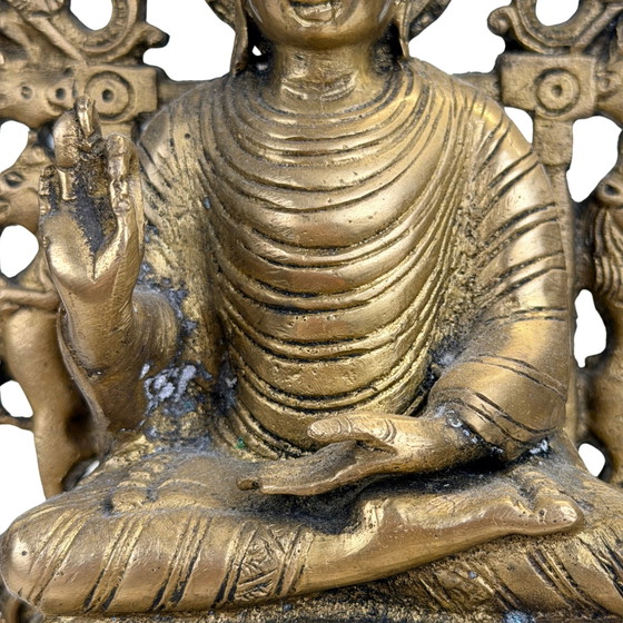 Antica statua indiana di Buddha in rame con Torana – XX secolo – Sculture (photo 3 of 10)