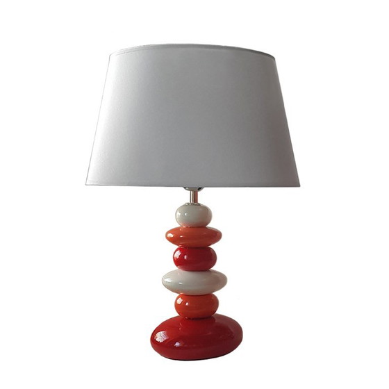 Set van 2 Franse keramische tafellampen in mid-century modern stijl. – Ceramic, Textile, Vintage (photo 5 of 5)